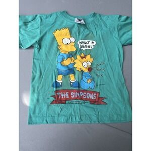 Vintage 1990 SSI Boys The Simpsons Shirt What a Baby Small Green